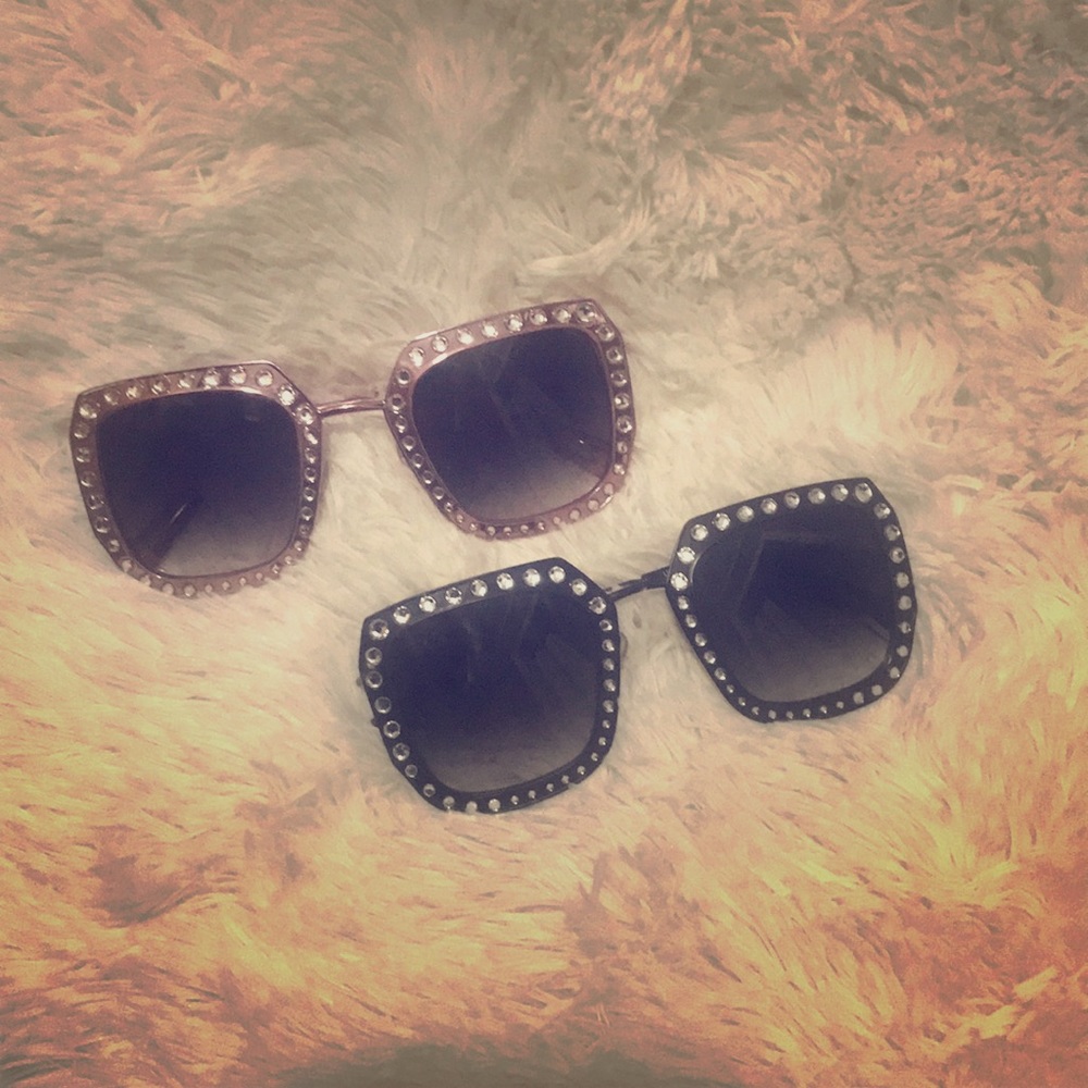 Two Stylish Diamond studded sunglasses Pink/Black